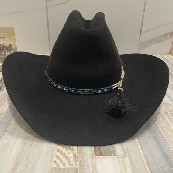 bailey hats Other - Vintage cowboy hat Mustang By Bailey 4X  Beaver Size 7 1/4 Black R 4" Brim
